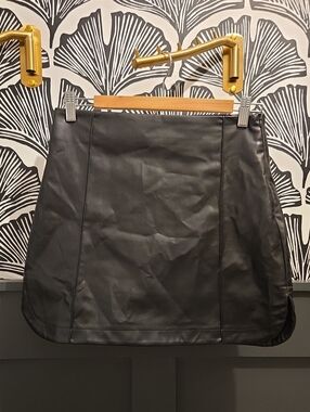 Zara Black Faux Leather A-Line Mini Skirt